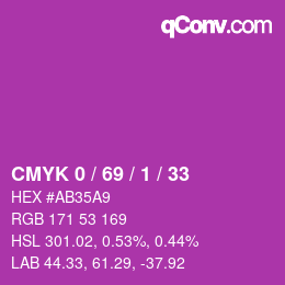 Farbcode: CMYK 0 / 69 / 1 / 33 | qconv.com