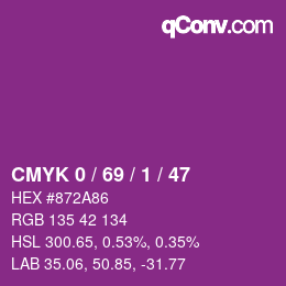 Color code: CMYK 0 / 69 / 1 / 47 | qconv.com