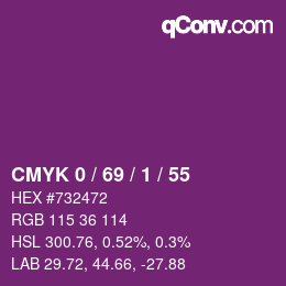 カラーコード: CMYK 0 / 69 / 1 / 55 | qconv.com
