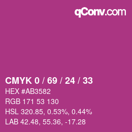 Color code: CMYK 0 / 69 / 24 / 33 | qconv.com