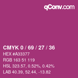 Color code: CMYK 0 / 69 / 27 / 36 | qconv.com