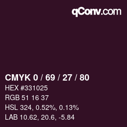颜色代码: CMYK 0 / 69 / 27 / 80 | qconv.com