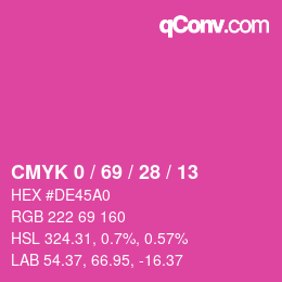 カラーコード: CMYK 0 / 69 / 28 / 13 | qconv.com