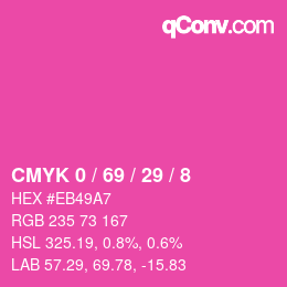 Color code: CMYK 0 / 69 / 29 / 8 | qconv.com