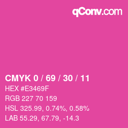 颜色代码: CMYK 0 / 69 / 30 / 11 | qconv.com