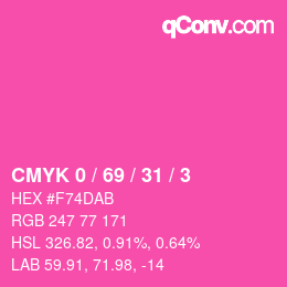 Color code: CMYK 0 / 69 / 31 / 3 | qconv.com