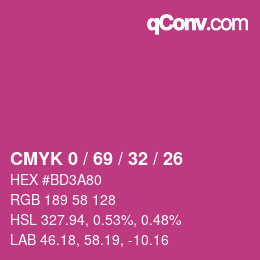 カラーコード: CMYK 0 / 69 / 32 / 26 | qconv.com