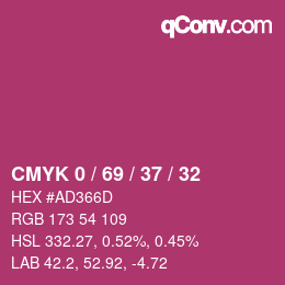 Color code: CMYK 0 / 69 / 37 / 32 | qconv.com