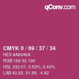 Color code: CMYK 0 / 69 / 37 / 34 | qconv.com