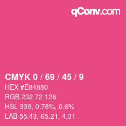 カラーコード: CMYK 0 / 69 / 45 / 9 | qconv.com