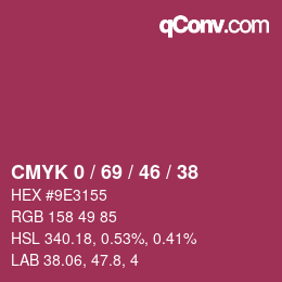 カラーコード: CMYK 0 / 69 / 46 / 38 | qconv.com