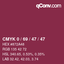 颜色代码: CMYK 0 / 69 / 47 / 47 | qconv.com