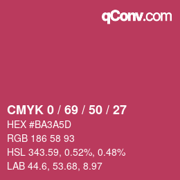 Farbcode: CMYK 0 / 69 / 50 / 27 | qconv.com