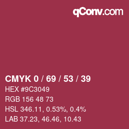 颜色代码: CMYK 0 / 69 / 53 / 39 | qconv.com