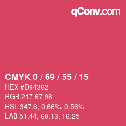 カラーコード: CMYK 0 / 69 / 55 / 15 | qconv.com