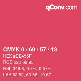 Código de color: CMYK 0 / 69 / 57 / 13 | qconv.com