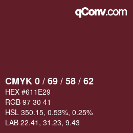 颜色代码: CMYK 0 / 69 / 58 / 62 | qconv.com