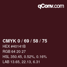 Color code: CMYK 0 / 69 / 58 / 75 | qconv.com