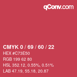 カラーコード: CMYK 0 / 69 / 60 / 22 | qconv.com