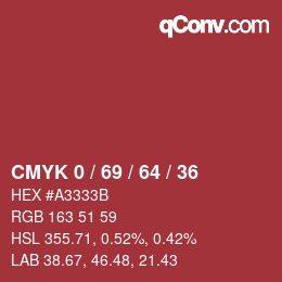 Color code: CMYK 0 / 69 / 64 / 36 | qconv.com