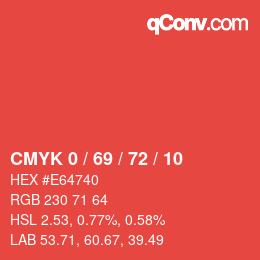 Color code: CMYK 0 / 69 / 72 / 10 | qconv.com