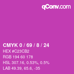 颜色代码: CMYK 0 / 69 / 8 / 24 | qconv.com