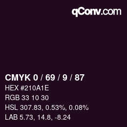 カラーコード: CMYK 0 / 69 / 9 / 87 | qconv.com