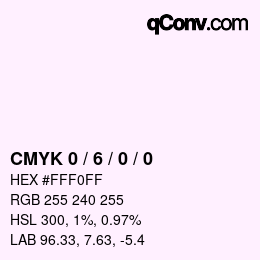 颜色代码: CMYK 0 / 6 / 0 / 0 | qconv.com