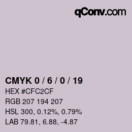 カラーコード: CMYK 0 / 6 / 0 / 19 | qconv.com