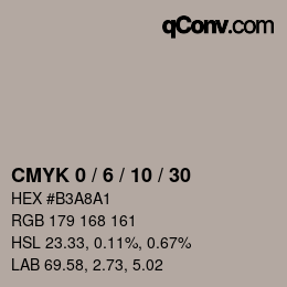 カラーコード: CMYK 0 / 6 / 10 / 30 | qconv.com