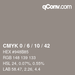 颜色代码: CMYK 0 / 6 / 10 / 42 | qconv.com