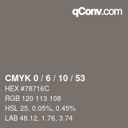 颜色代码: CMYK 0 / 6 / 10 / 53 | qconv.com