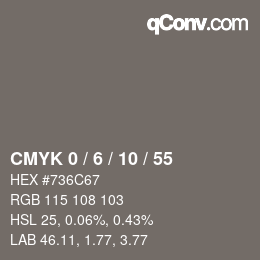 Código de color: CMYK 0 / 6 / 10 / 55 | qconv.com