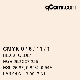カラーコード: CMYK 0 / 6 / 11 / 1 | qconv.com