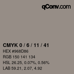 颜色代码: CMYK 0 / 6 / 11 / 41 | qconv.com