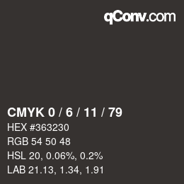 カラーコード: CMYK 0 / 6 / 11 / 79 | qconv.com