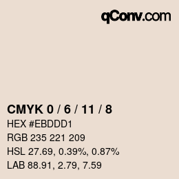 カラーコード: CMYK 0 / 6 / 11 / 8 | qconv.com