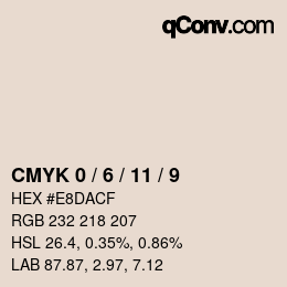 カラーコード: CMYK 0 / 6 / 11 / 9 | qconv.com