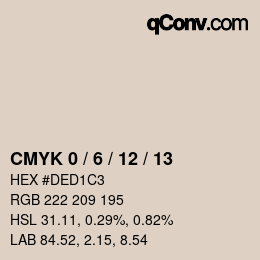 カラーコード: CMYK 0 / 6 / 12 / 13 | qconv.com