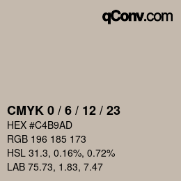 カラーコード: CMYK 0 / 6 / 12 / 23 | qconv.com