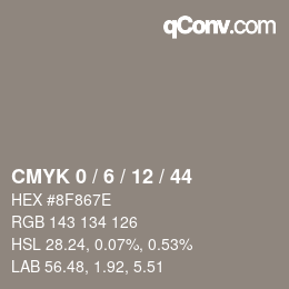 カラーコード: CMYK 0 / 6 / 12 / 44 | qconv.com