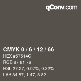 カラーコード: CMYK 0 / 6 / 12 / 66 | qconv.com