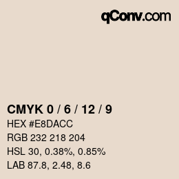 カラーコード: CMYK 0 / 6 / 12 / 9 | qconv.com