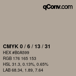 カラーコード: CMYK 0 / 6 / 13 / 31 | qconv.com