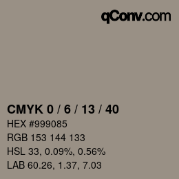 Code couleur: CMYK 0 / 6 / 13 / 40 | qconv.com