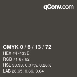 颜色代码: CMYK 0 / 6 / 13 / 72 | qconv.com