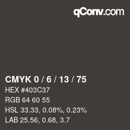 カラーコード: CMYK 0 / 6 / 13 / 75 | qconv.com