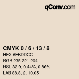 カラーコード: CMYK 0 / 6 / 13 / 8 | qconv.com