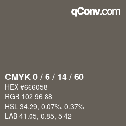 颜色代码: CMYK 0 / 6 / 14 / 60 | qconv.com