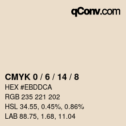 カラーコード: CMYK 0 / 6 / 14 / 8 | qconv.com